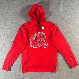 Nike Dri Fit Football Hoodie Red‎ Athletic Pullover Long Sleeve Size S CW3365